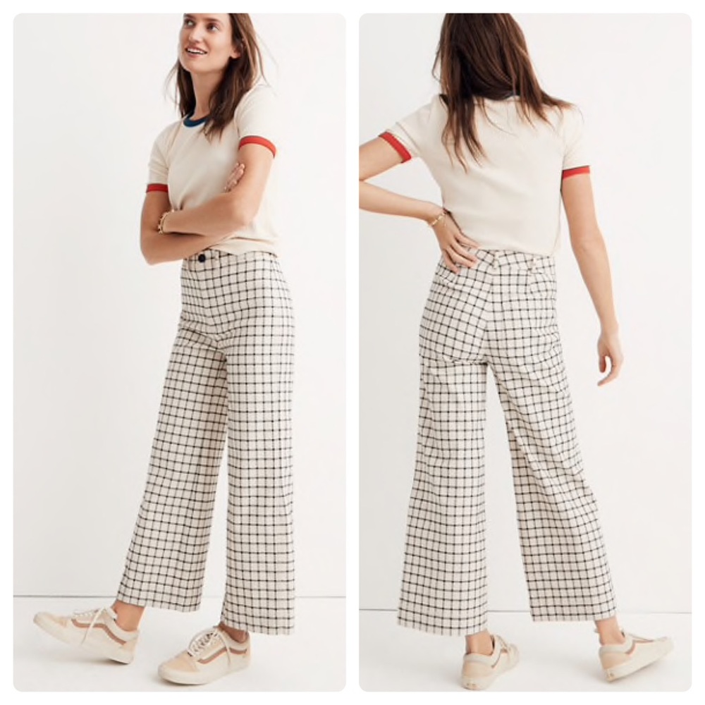 Madewell Black and White Checkered Cropped Pants